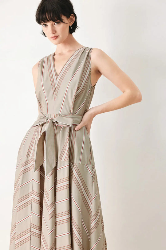 SWEET STRIPE WOVEN MIDI DRESS