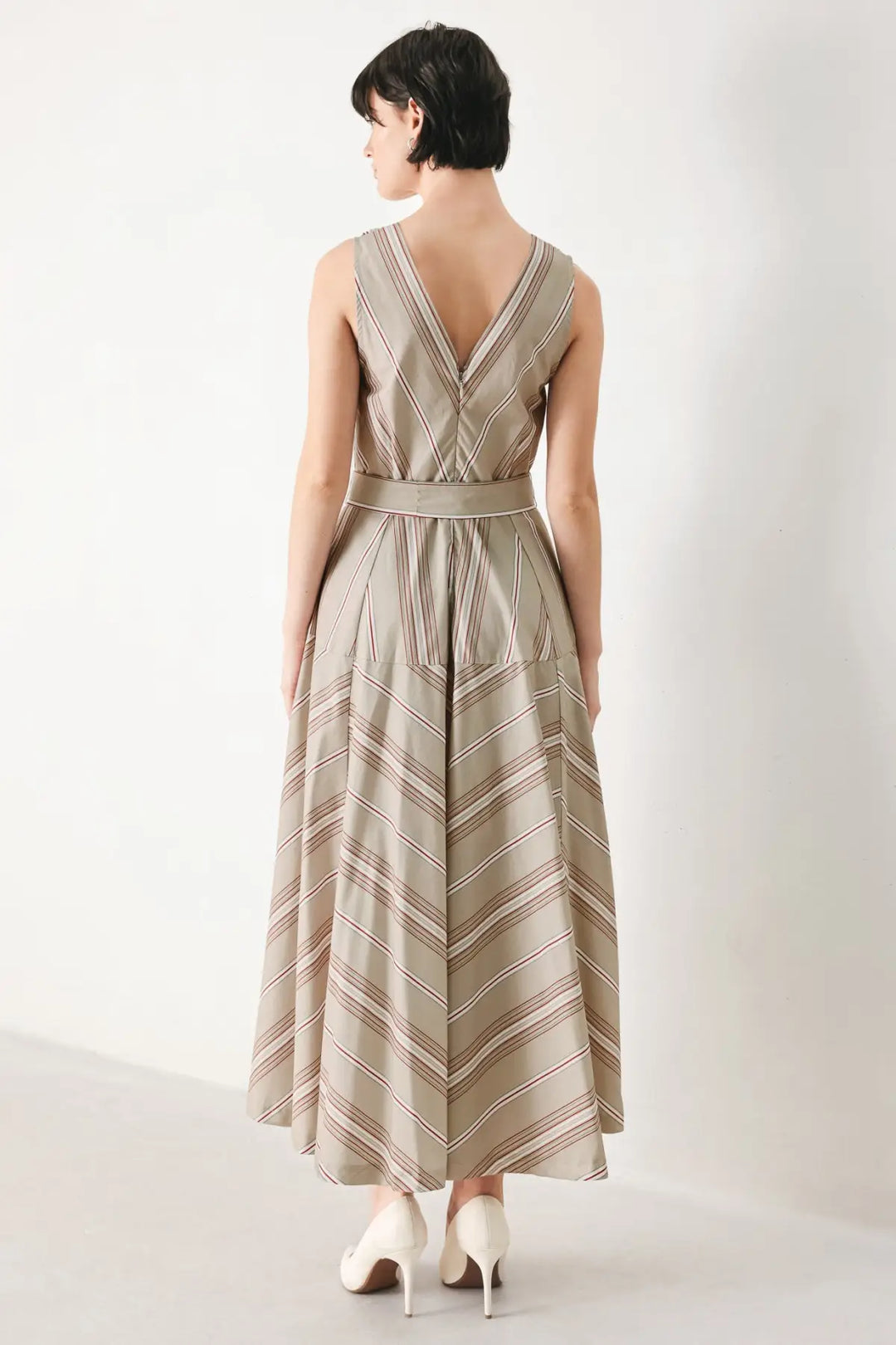 SWEET STRIPE WOVEN MIDI DRESS