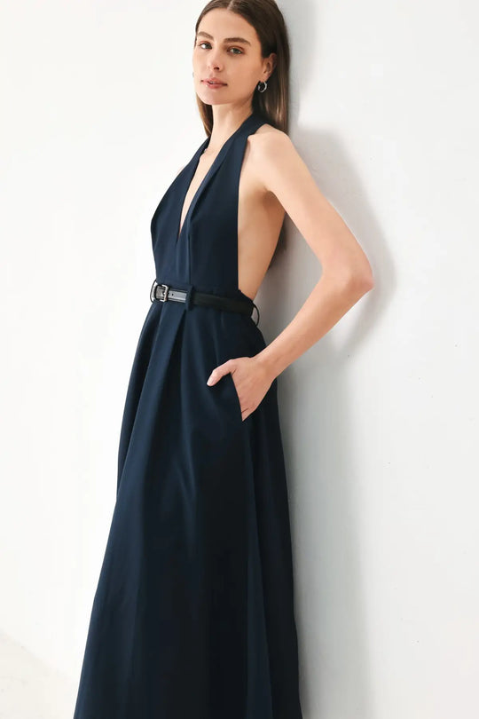 MIDNIGHT FORM WOVEN MIDI DRESS - DRESSES