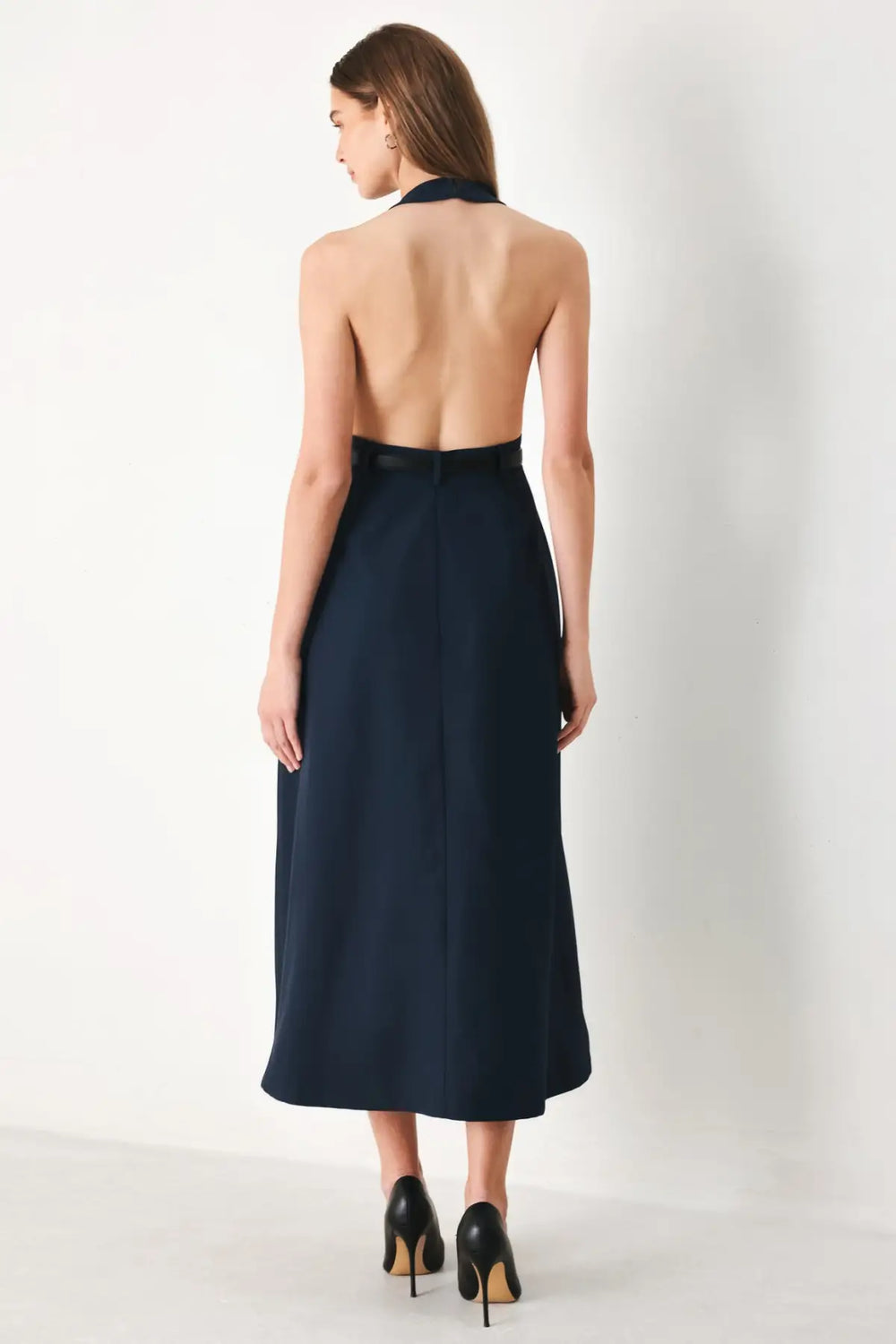 MIDNIGHT FORM WOVEN MIDI DRESS - DRESSES