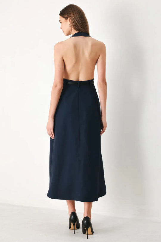 MIDNIGHT FORM WOVEN MIDI DRESS - DRESSES
