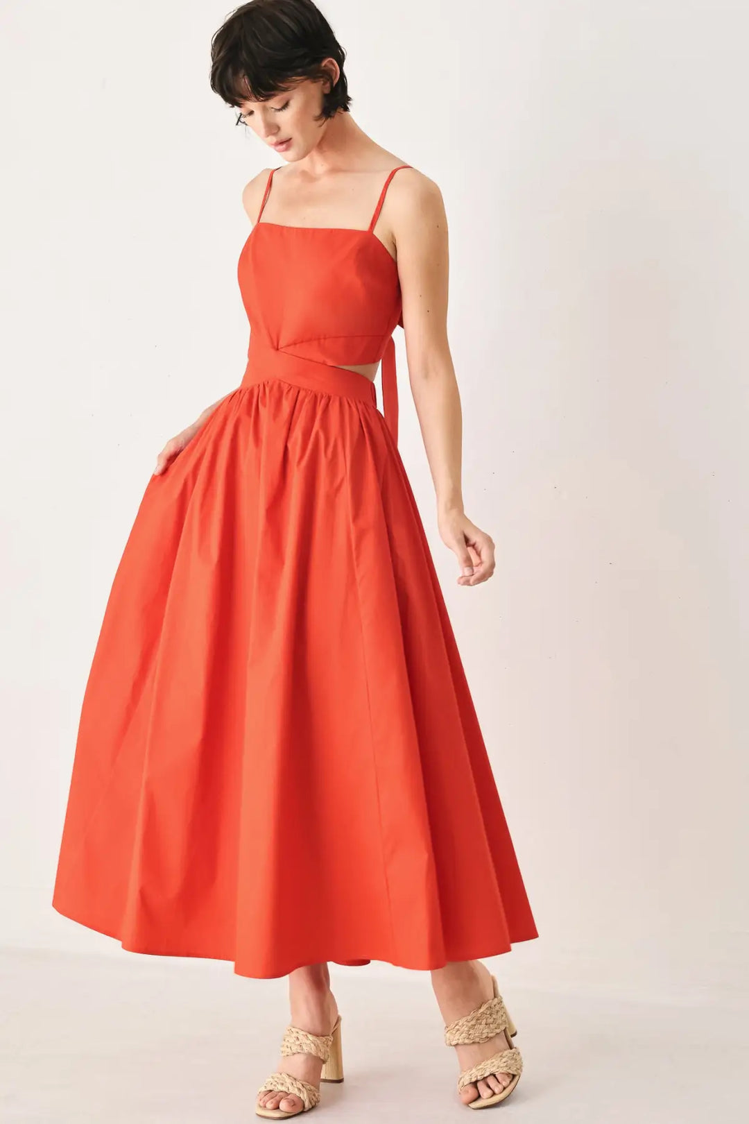 THE RIVIERA NIGHTS WOVEN MIDI DRESS - DRESSES