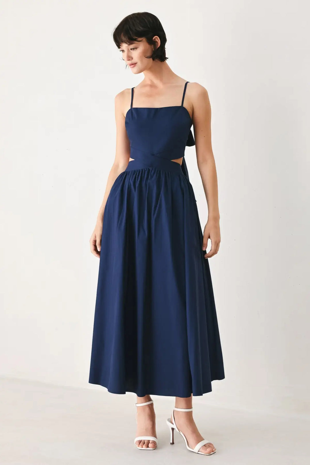 THE RIVIERA NIGHTS WOVEN MIDI DRESS - DRESSES