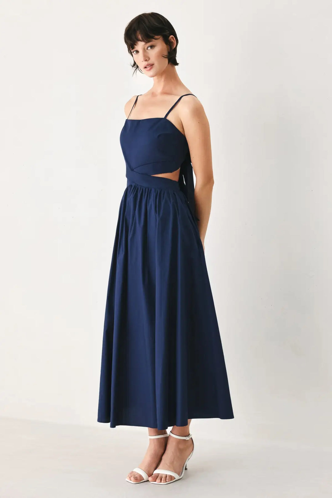 THE RIVIERA NIGHTS WOVEN MIDI DRESS - DRESSES