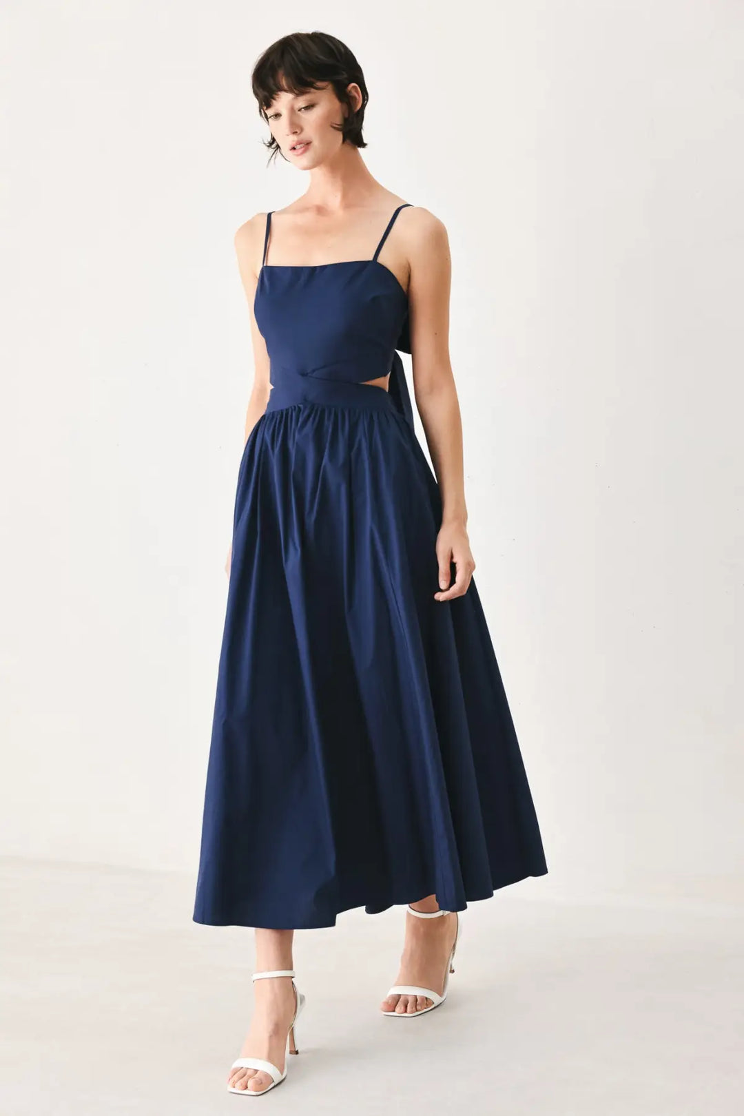 THE RIVIERA NIGHTS WOVEN MIDI DRESS - DRESSES