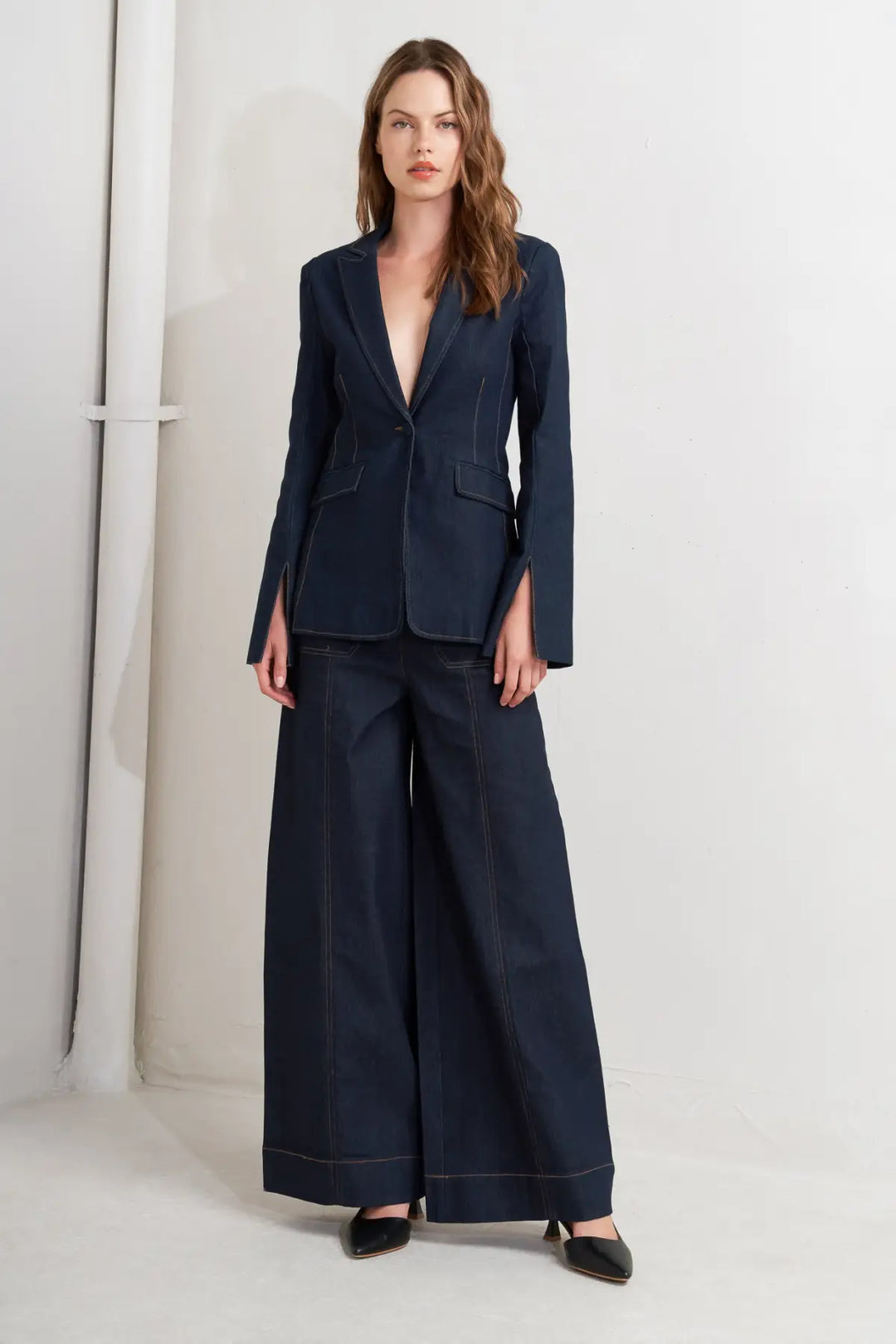 URBAN PANEL DENIM BLAZER - TOPS