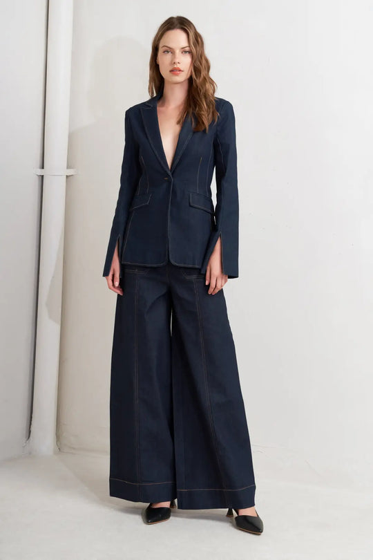 URBAN PANEL DENIM BLAZER - TOPS