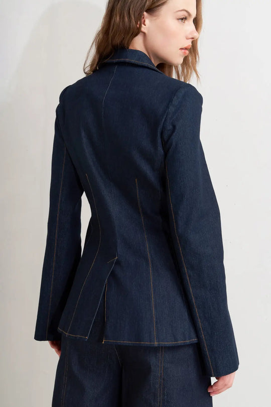 URBAN PANEL DENIM BLAZER - TOPS