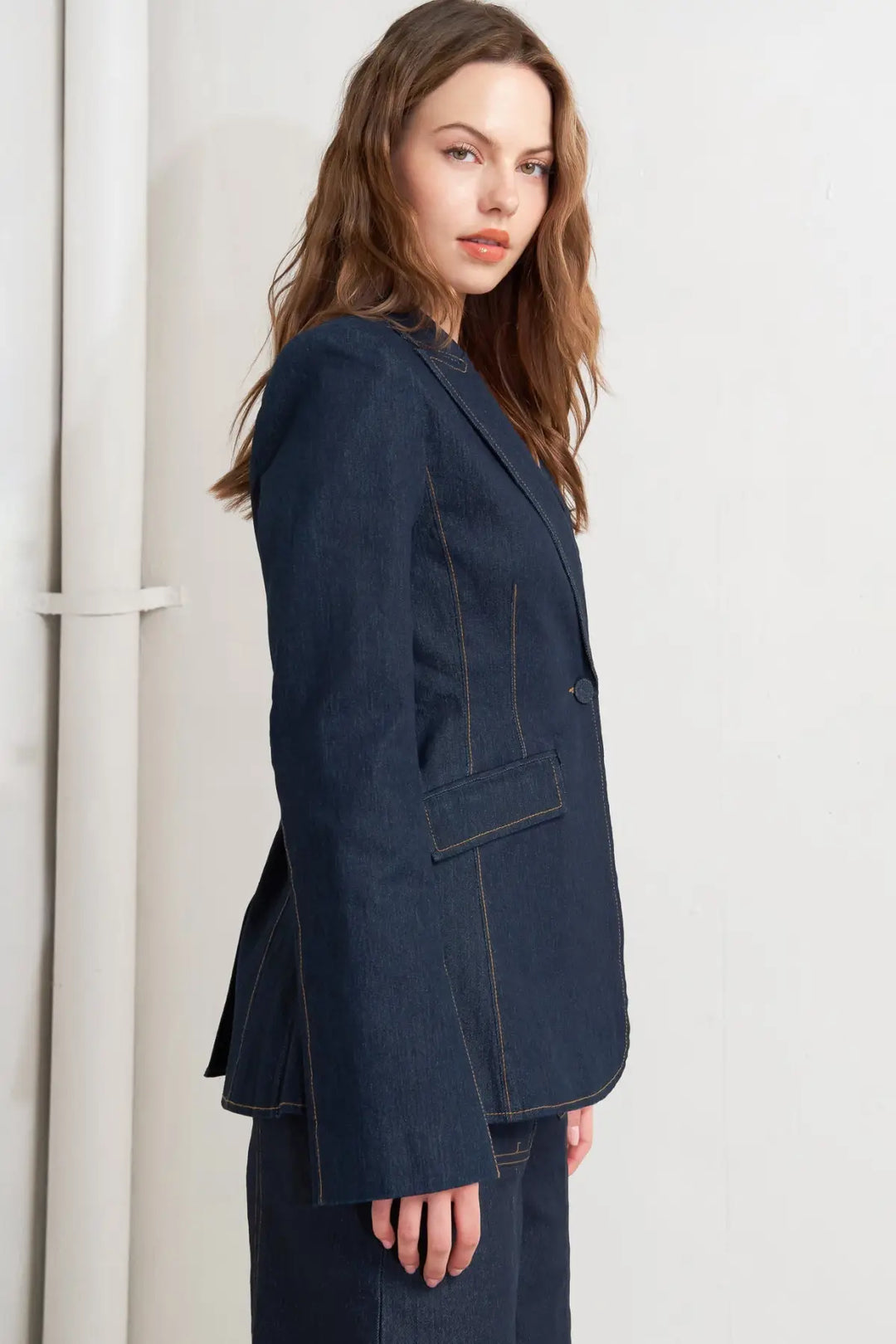 URBAN PANEL DENIM BLAZER - TOPS