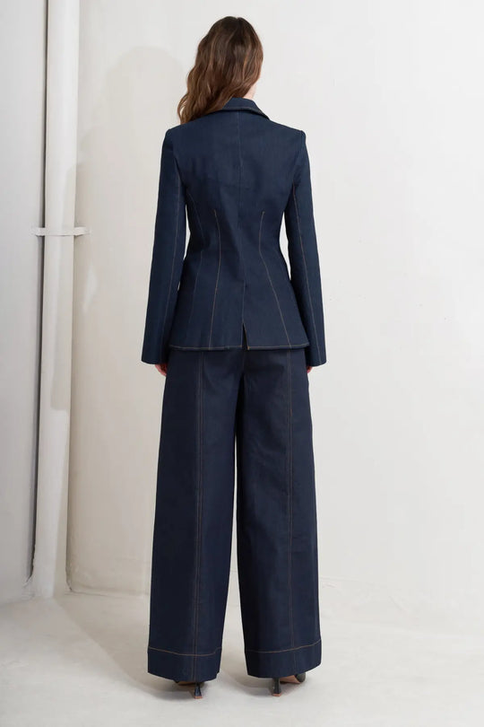 URBAN PANEL DENIM BLAZER - TOPS