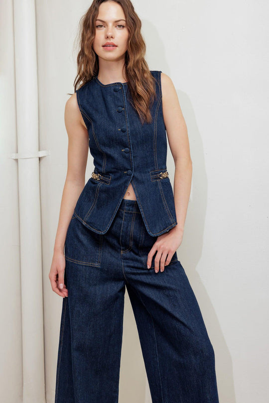 INDIGO ICON DENIM VEST - MELISSA JEAN