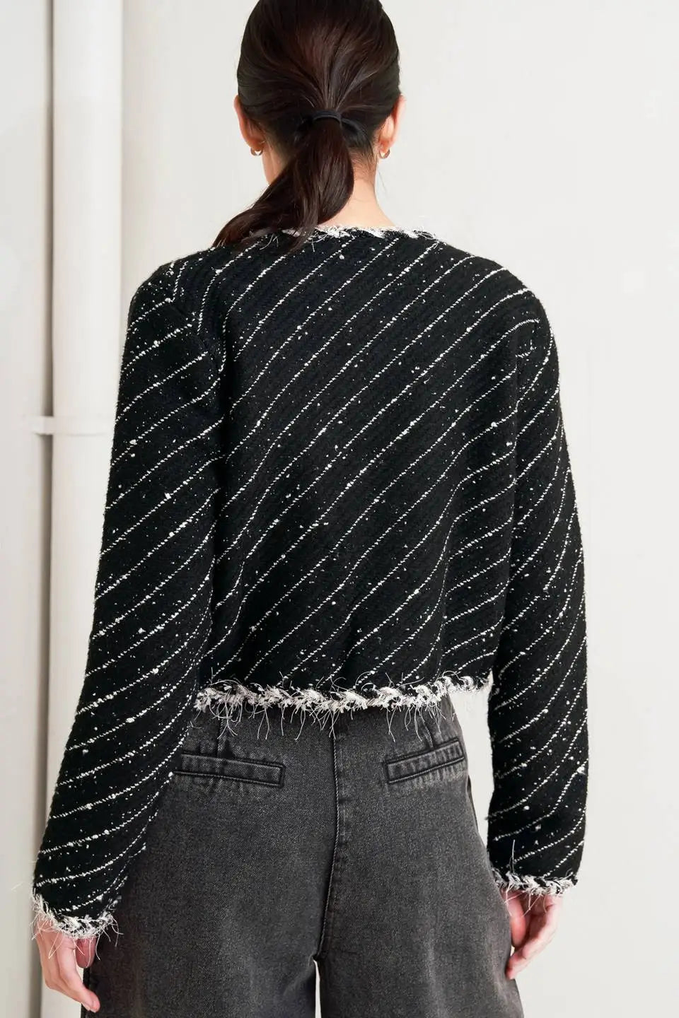 NOIR LINEAR SWEATER KNIT JACKET - JACKETS