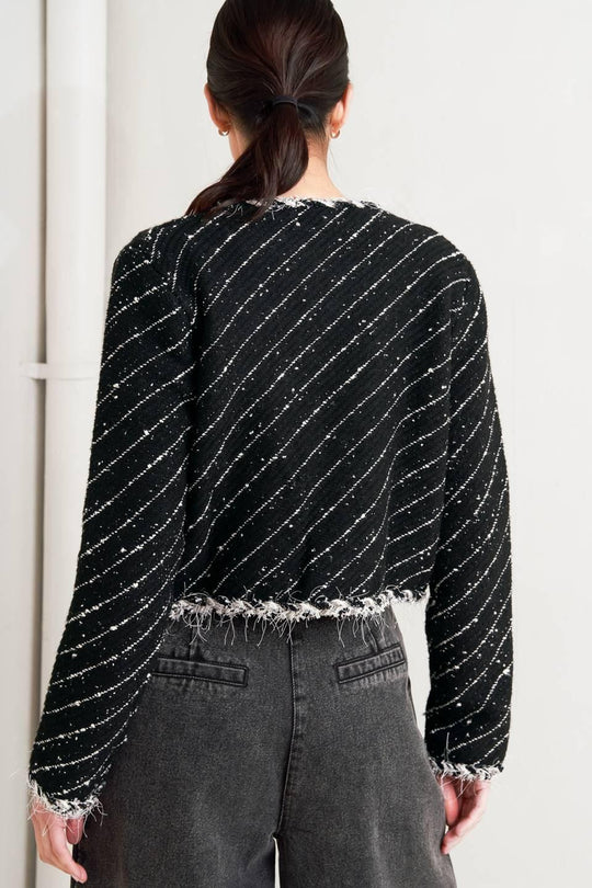 NOIR LINEAR SWEATER KNIT JACKET - MELISSA JEAN