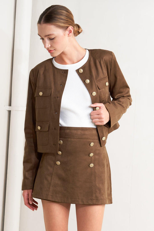 HERITAGE UTILITY FAUX SUEDE JACKET - MELISSA JEAN