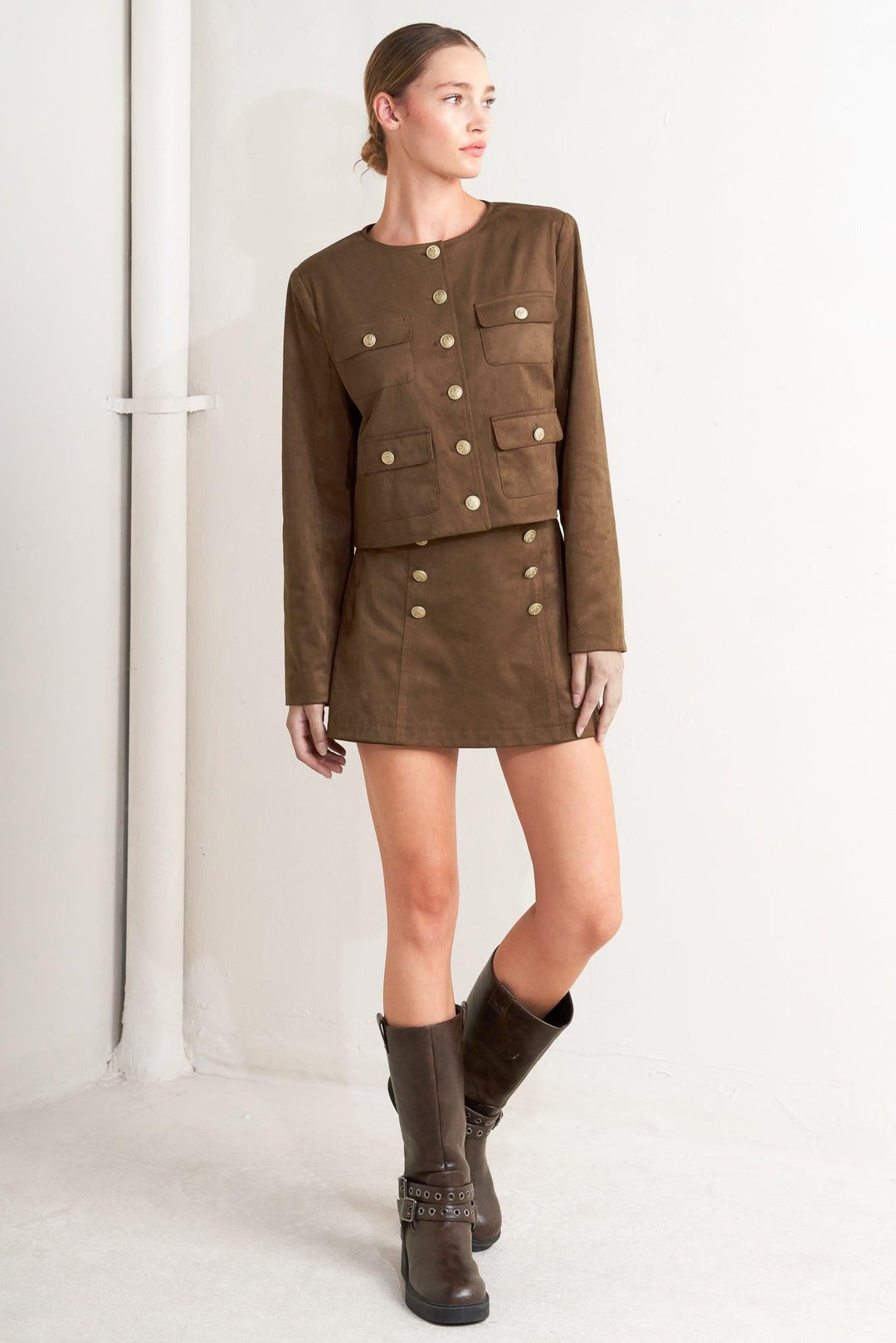 HERITAGE UTILITY FAUX SUEDE JACKET - MELISSA JEAN