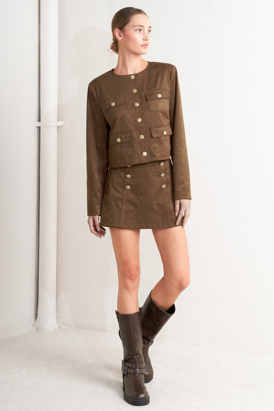 HERITAGE UTILITY FAUX SUEDE JACKET - MELISSA JEAN