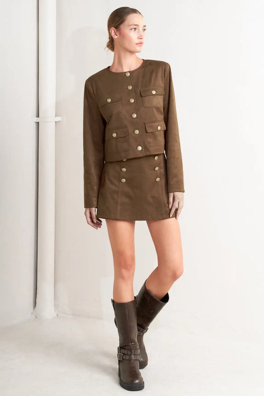 HERITAGE UTILITY FAUX SUEDE JACKET - JACKETS