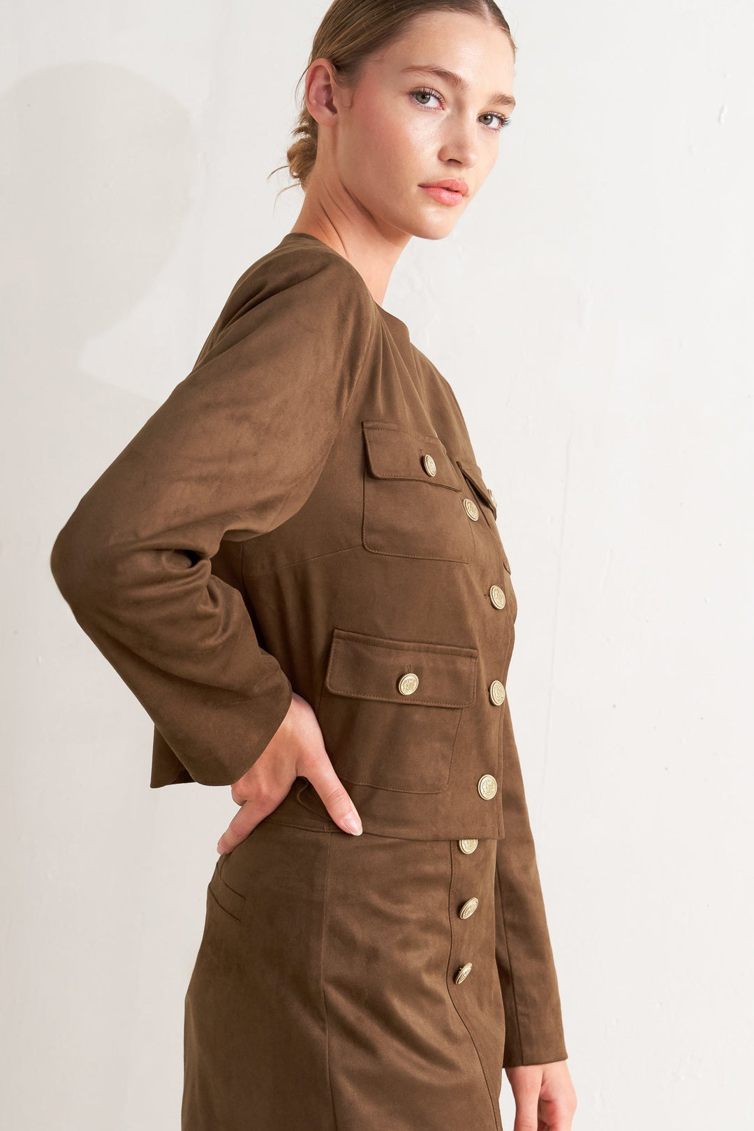 HERITAGE UTILITY FAUX SUEDE JACKET - MELISSA JEAN