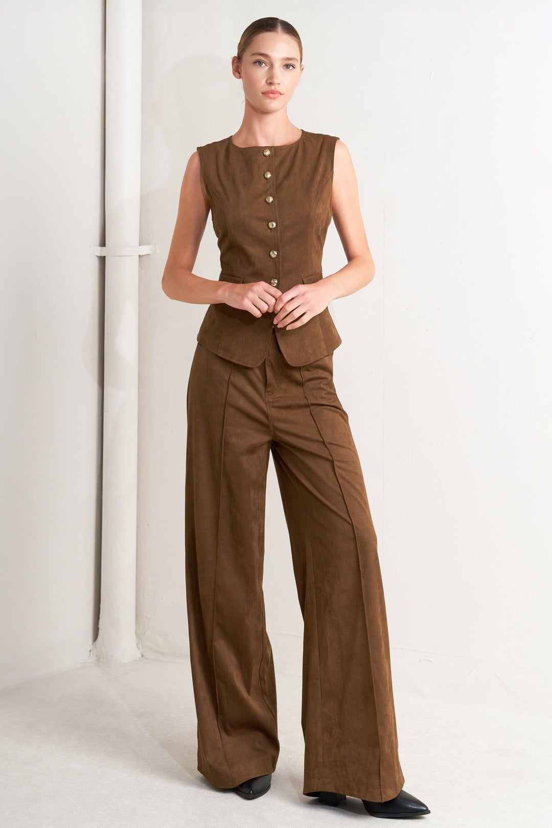 BROWN SUGAR FAUX SUEDE VEST - MELISSA JEAN