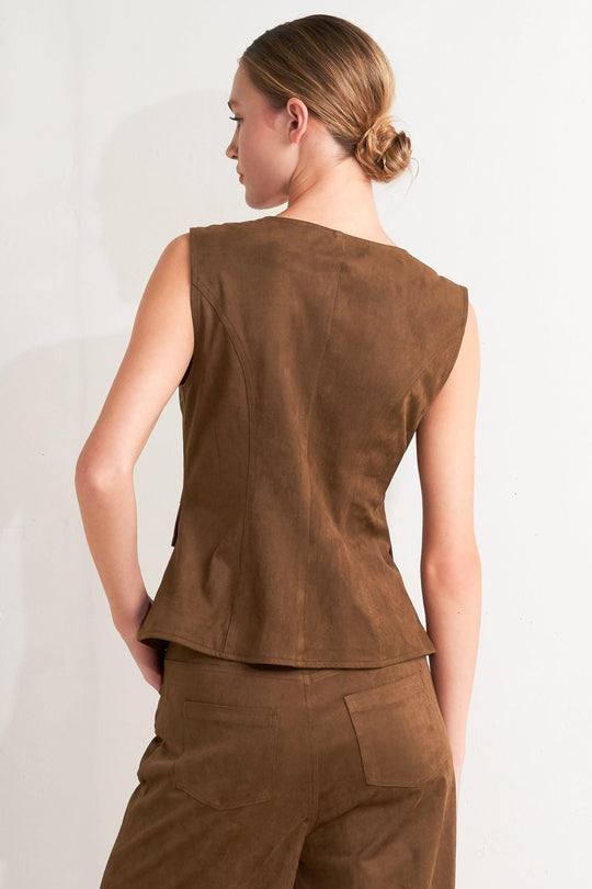 BROWN SUGAR FAUX SUEDE VEST - MELISSA JEAN