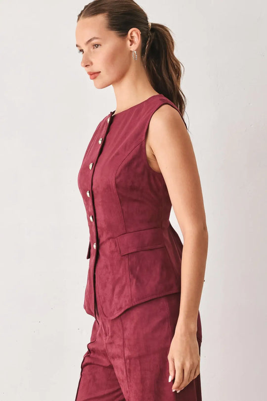 MIDNIGHT MESA STYLE FAUX SUEDE VEST - TOPS