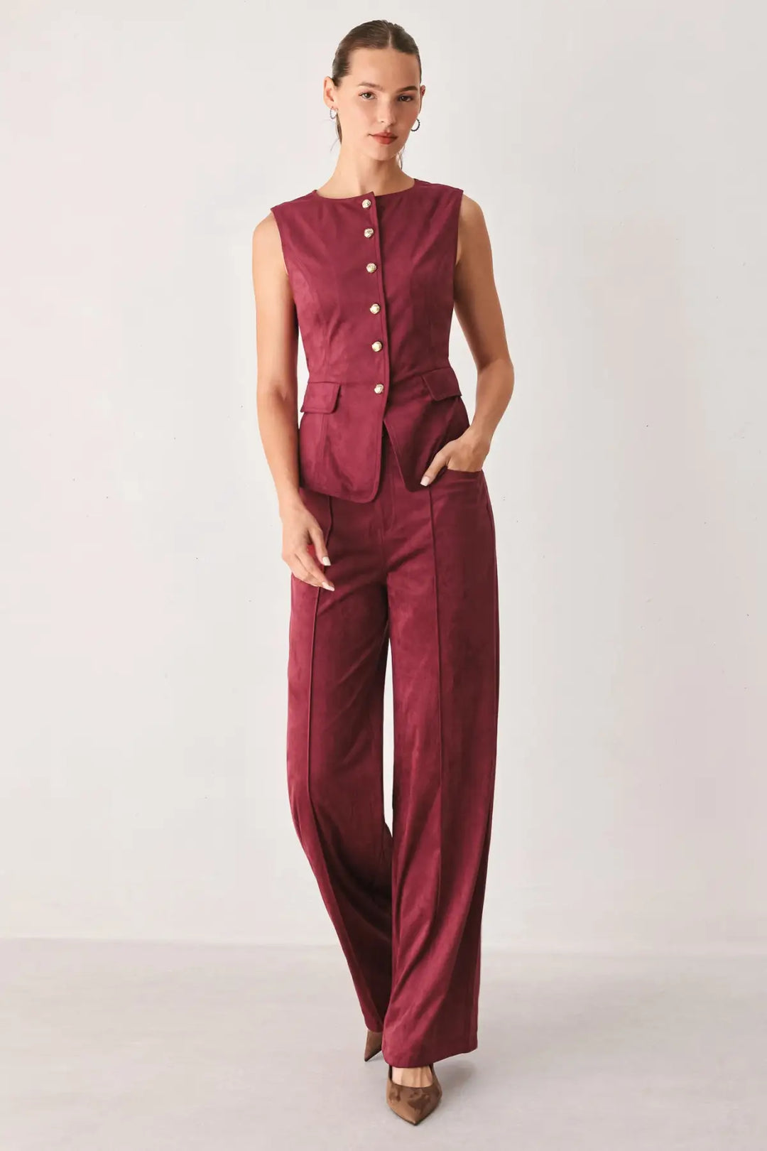 MIDNIGHT MESA STYLE FAUX SUEDE VEST - TOPS