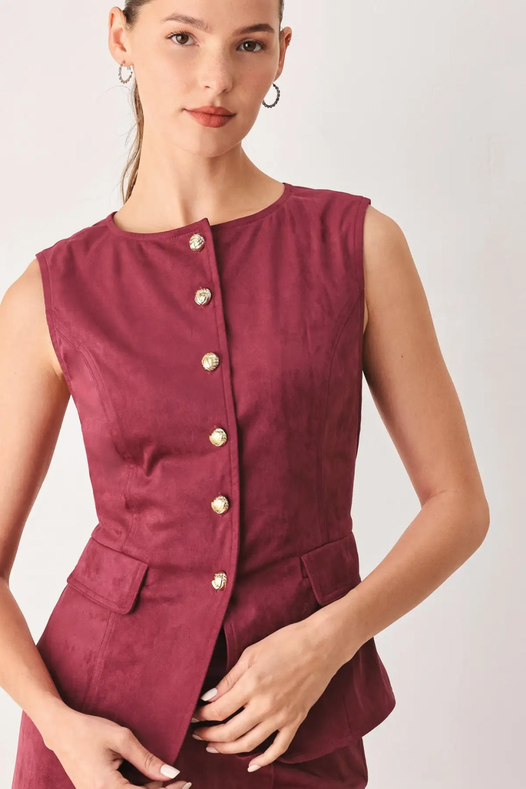 MIDNIGHT MESA STYLE FAUX SUEDE VEST - TOPS
