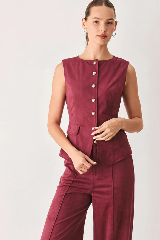 MIDNIGHT MESA STYLE FAUX SUEDE VEST - TOPS