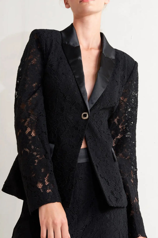 SHADOW GLAM WOVEN LACE BLAZER - JACKETS