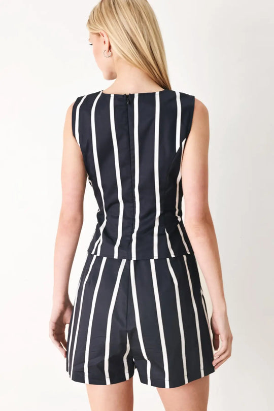 DARK RHYTHM STRIPE WOVEN TOP
