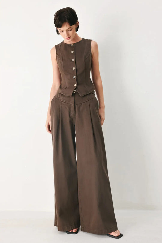 BROWN SUGAR STATEMENT WOVEN VEST - TOPS