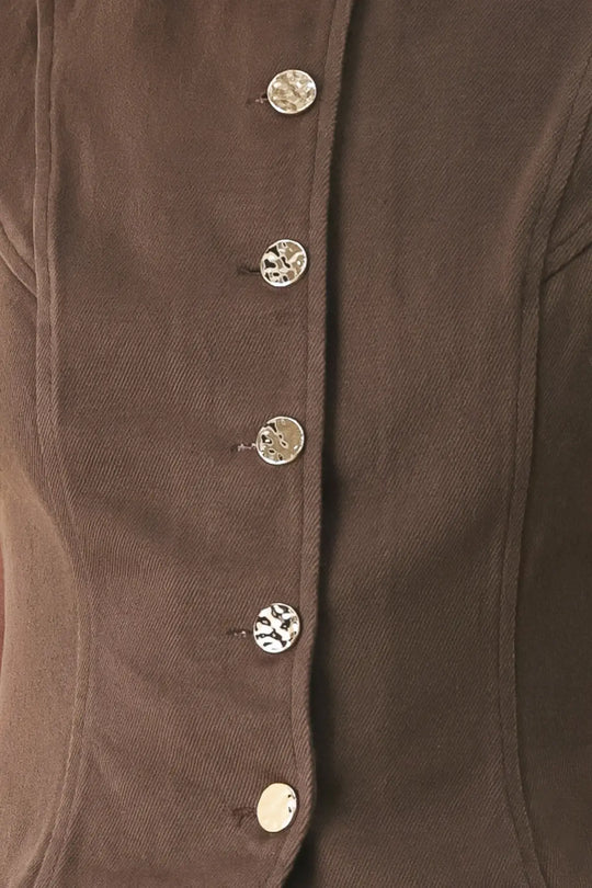 BROWN SUGAR STATEMENT WOVEN VEST - TOPS