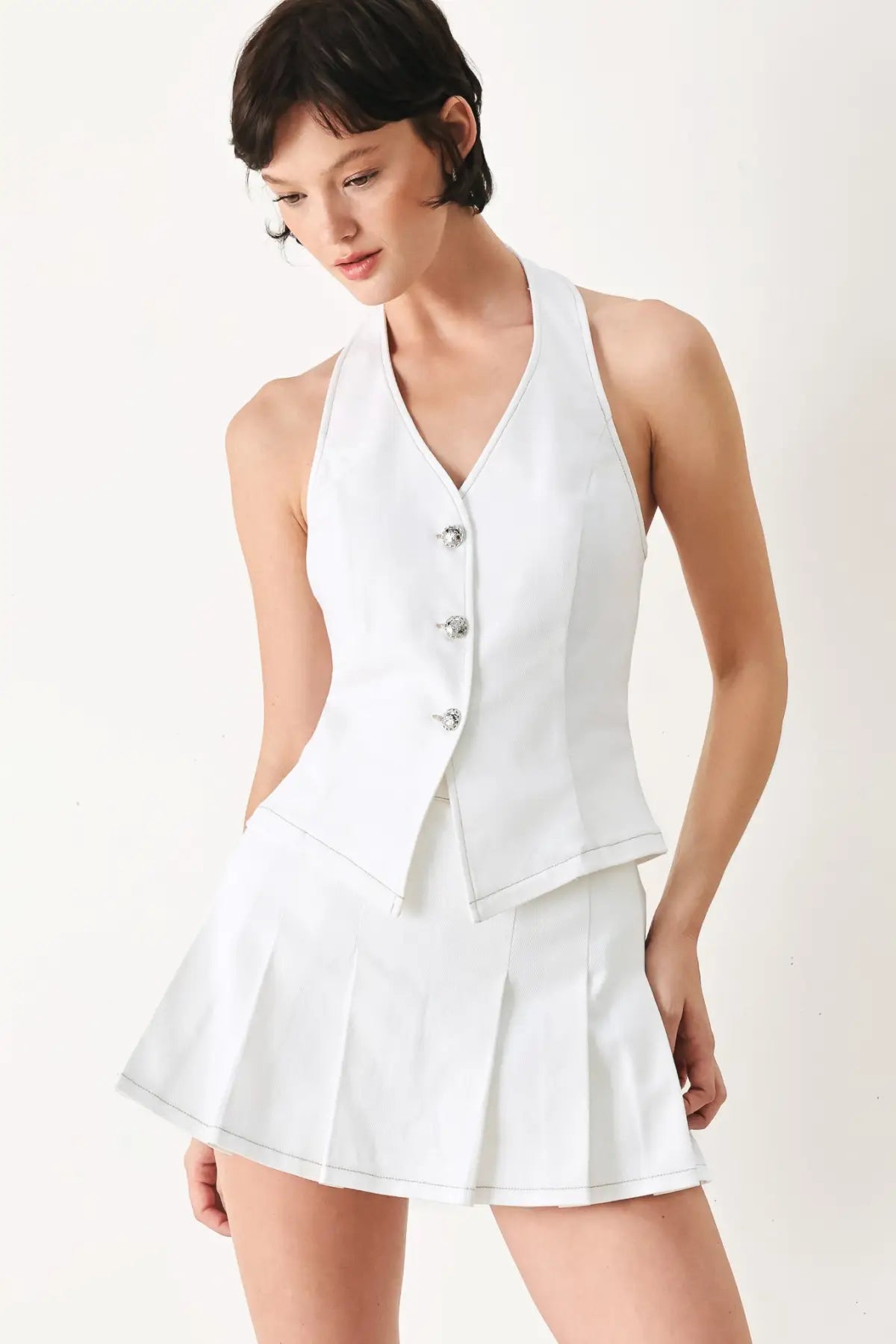 CHAMPAGNE CLUB WOVEN VEST - TOPS