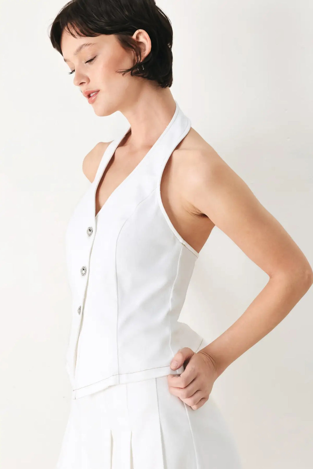 CHAMPAGNE CLUB WOVEN VEST - TOPS