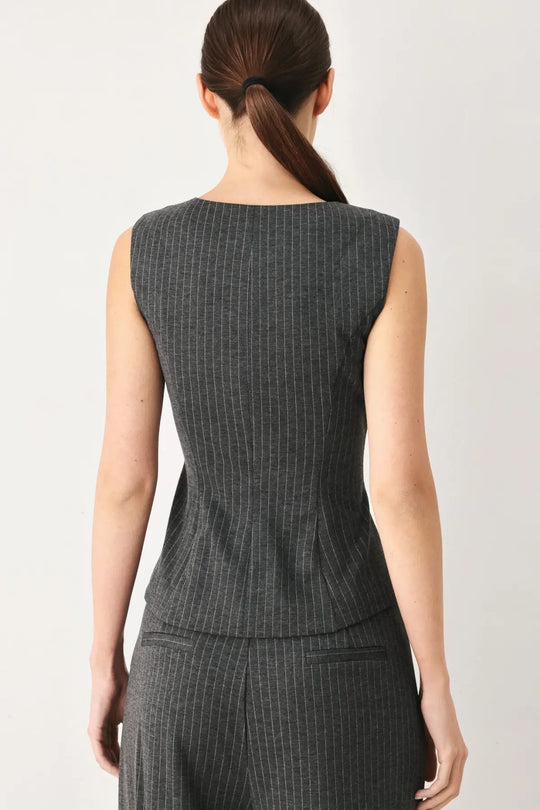 MODERN PINSTRIPE WOVEN VEST - TOPS