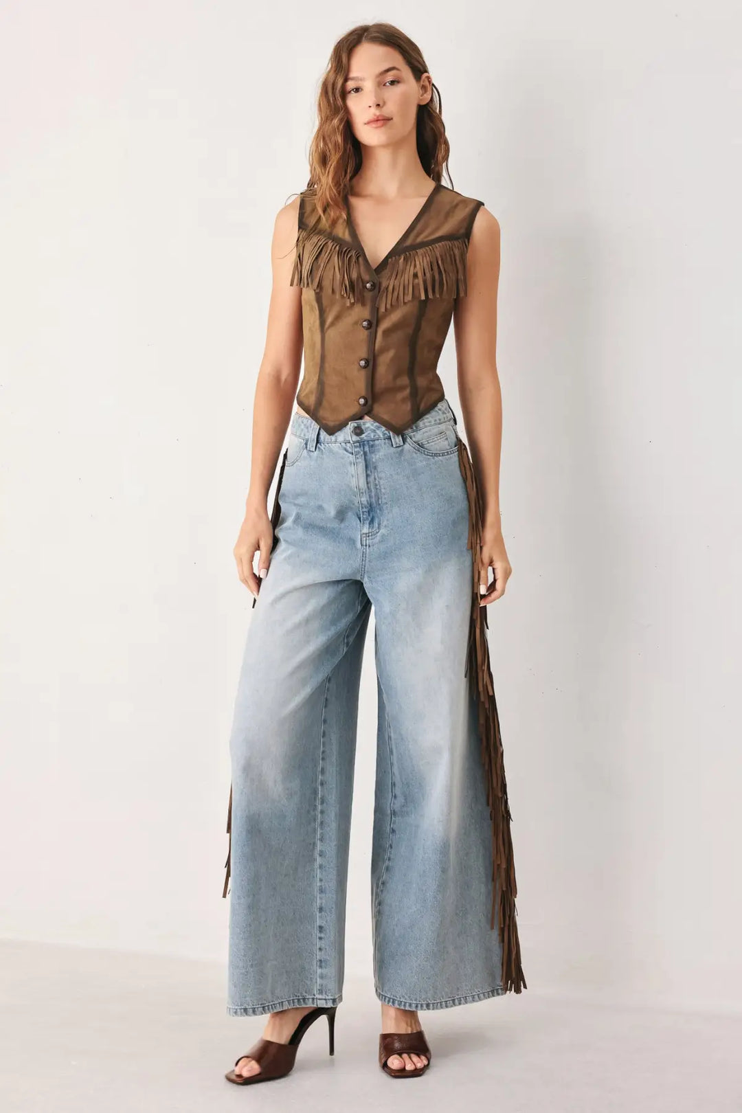 NASHVILLE SIDE FAUX SUEDE VEST - TOPS