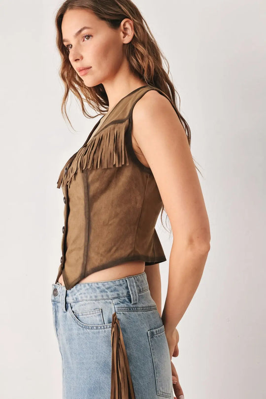 NASHVILLE SIDE FAUX SUEDE VEST - TOPS