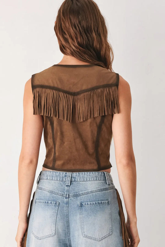 NASHVILLE SIDE FAUX SUEDE VEST - TOPS