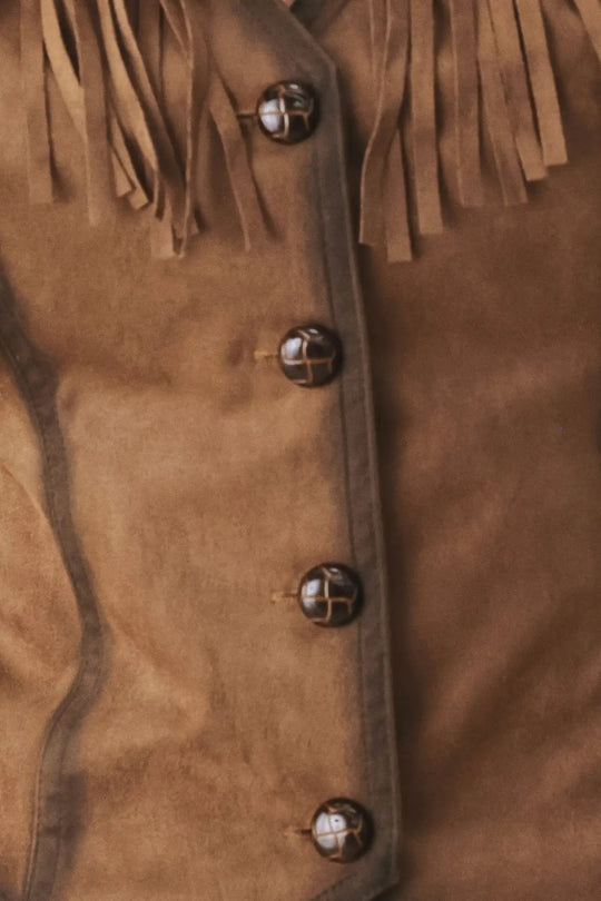 NASHVILLE SIDE FAUX SUEDE VEST - TOPS
