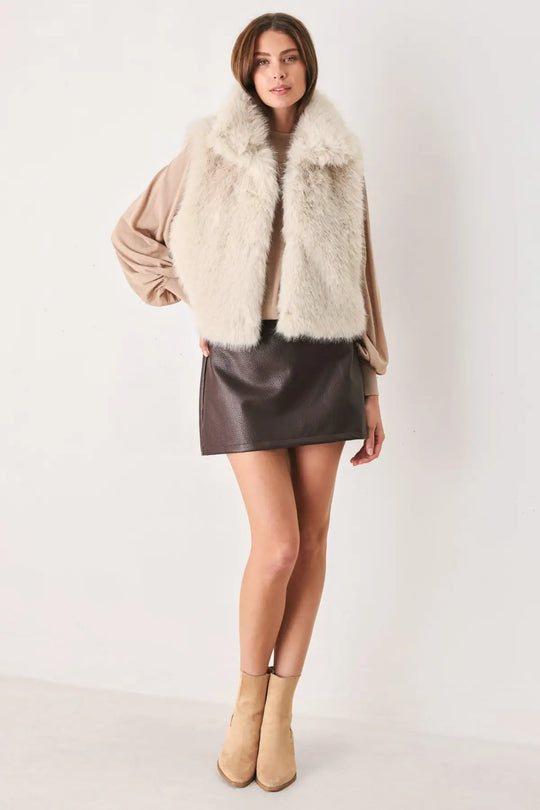 COCOA PLUSH CHOCOLATE BROWN FAUX FUR VEST