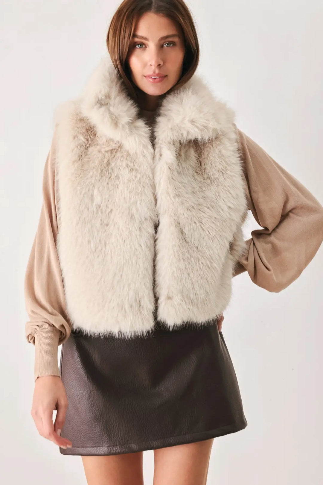 COCOA PLUSH CHOCOLATE BROWN FAUX FUR VEST