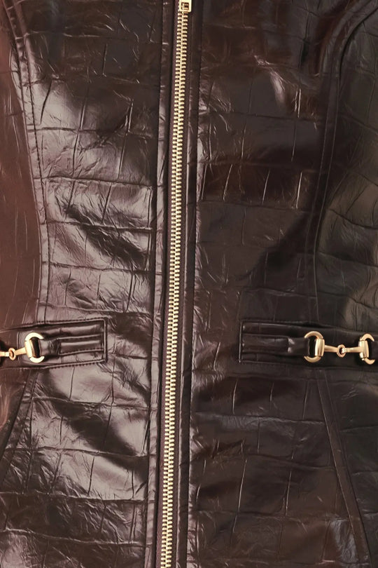 WILD AT HEART EMBOSSED FAUX LEATHER VEST