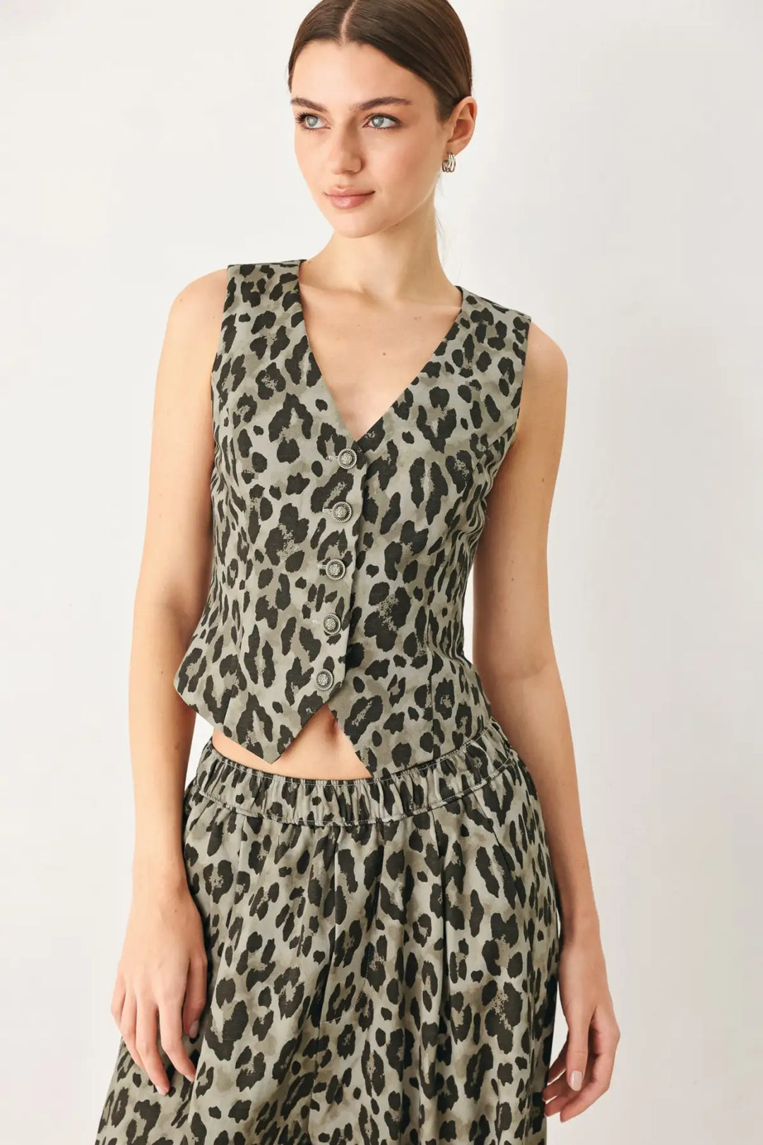 LEOPARD LUXE WOVEN VEST - TOPS