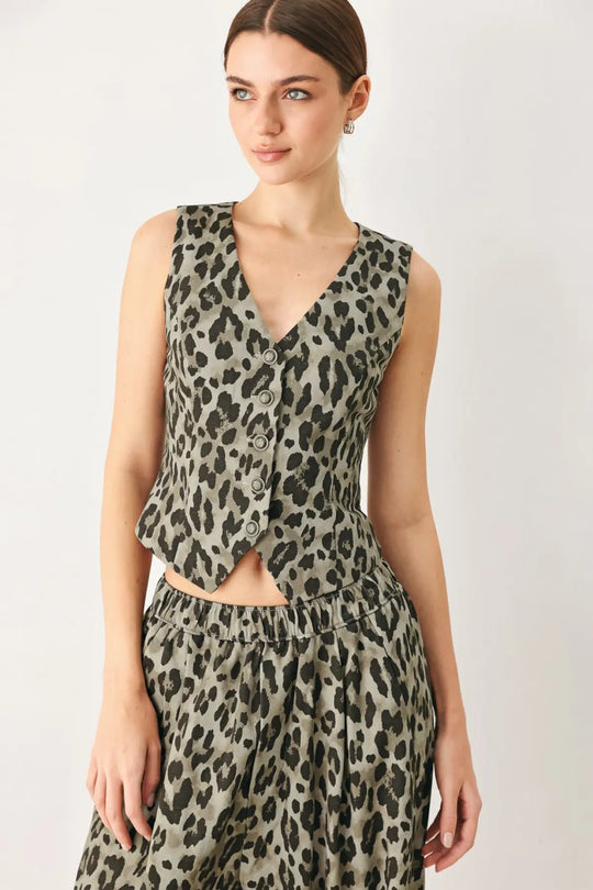 LEOPARD LUXE WOVEN VEST - TOPS
