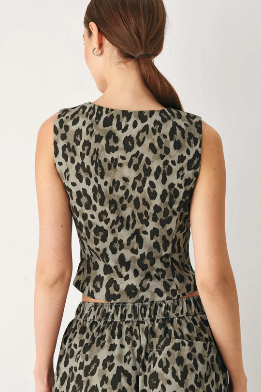 LEOPARD LUXE WOVEN VEST - TOPS