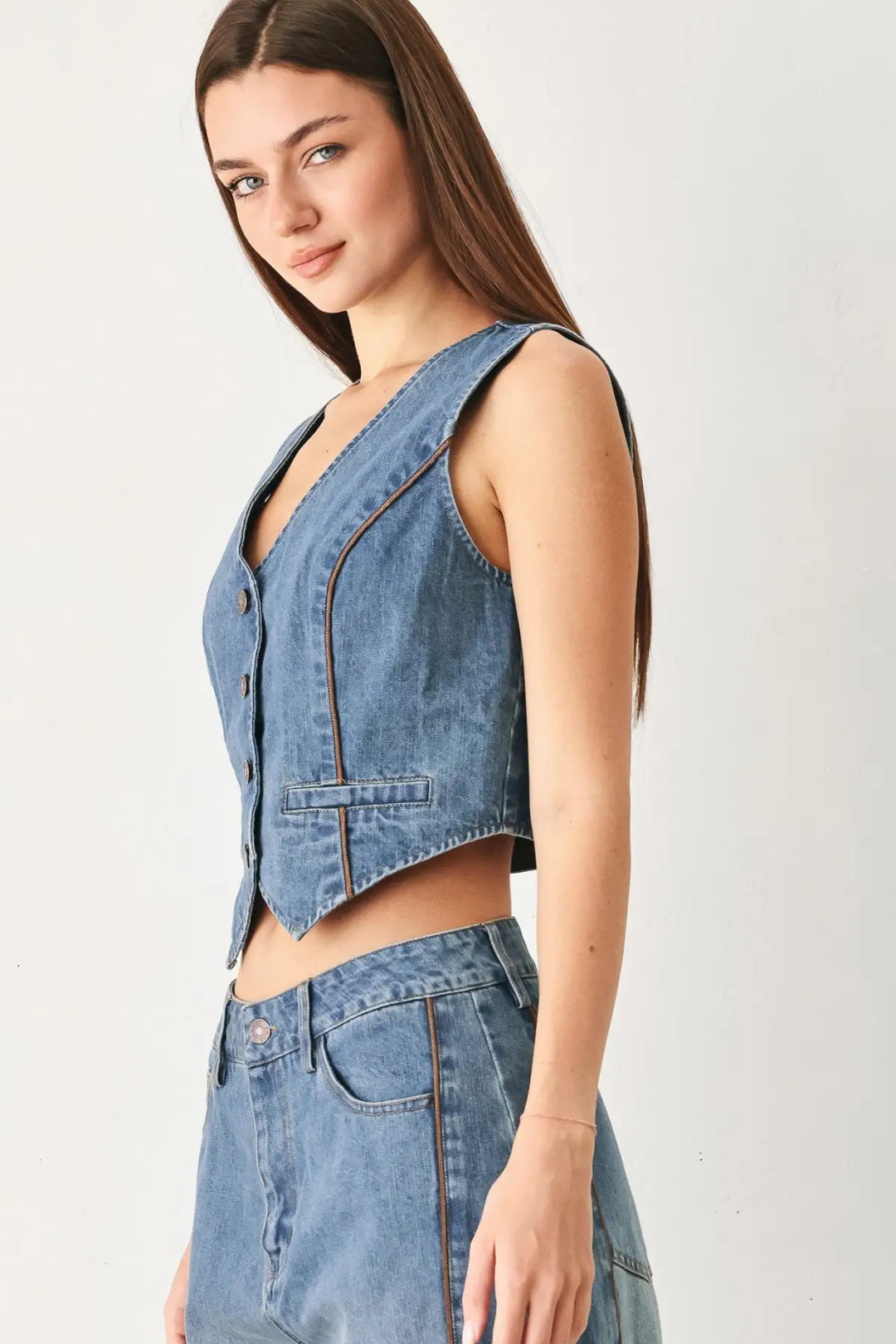 WESTERN MUSE DENIM VEST - TOPS