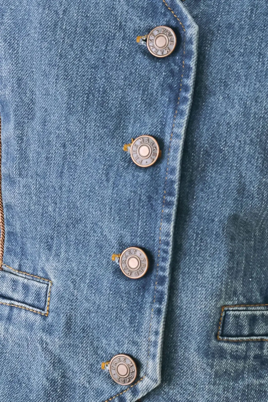WESTERN MUSE DENIM VEST - TOPS