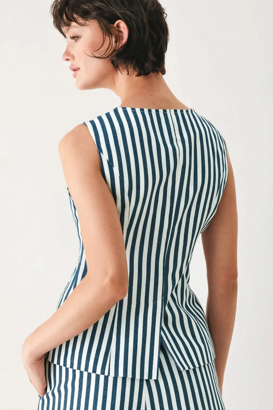 PORTSIDE STRIPE WOVEN VEST - TOPS
