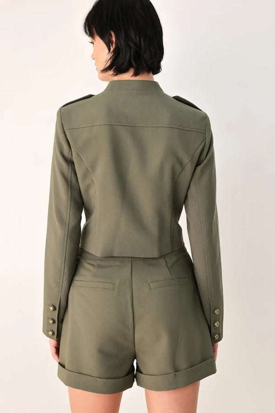 OLIVE COMMAND CROPPED MILITARY JACKET