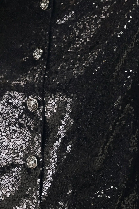 MIDNIGHT DISCO BLACK SEQUIN CROPPED JACKET